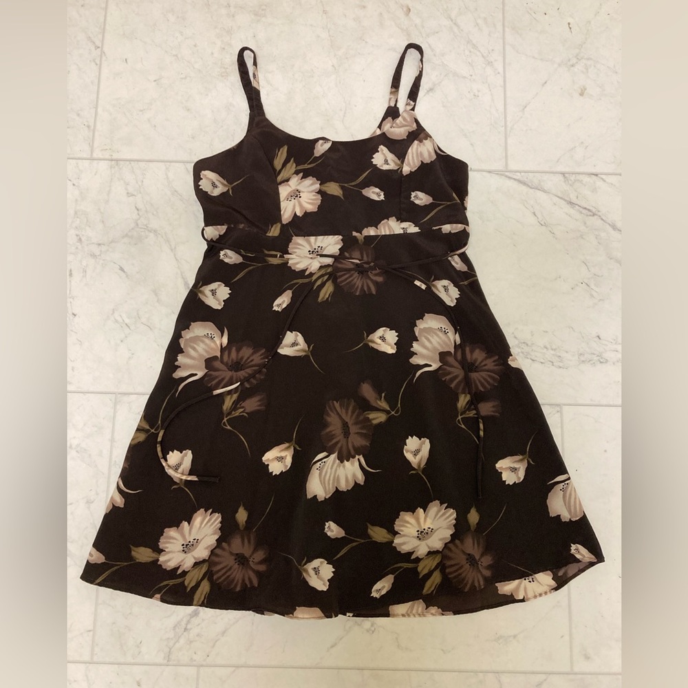 Accent USA Brown Floral Dress with Tie Waist